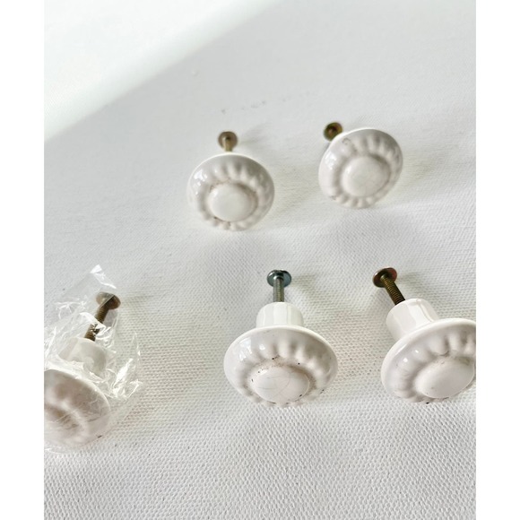 Nantucket 5 Porcelain  White Drawer Cabinet  Knob Pulls - Picture 7 of 8